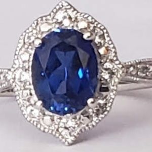 Sterling Silver Blue and White Sapphire Ring